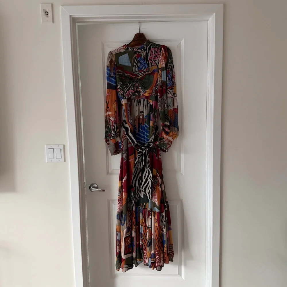 Farm Rio Tropical Multicolor Long Sleeve Maxi Dress - Picture 4 of 8